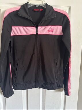 Vintage Puma Black & Pink Zip-Up Track Jacket